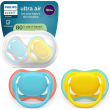 avent ultra air succhietto in silicone 18m+ blu e giallo 2 pezzi