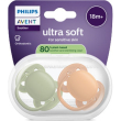 avent ultra soft succhietto in silicone 18m+ verde e marrone 2 pezzi