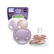 avent ultra soft succhietto in silicone 6 18 m viola e rosso 2 pezzi
