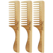 tek - pettine a denti radi con manico in legno 3x1 st