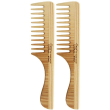 tek - pettine a denti radi con manico in legno 2x1 st