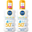 nivea sun spray solare kids sensitive protect fp50+ 200 ml, crema sola