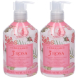 l`erbolario detergente mani e corpo 3 rosa 2x490 ml