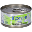 monge jelly filetti di tonno con surimi gatti adulti 7x80 g mangime