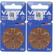 varta batterie per apparecchi acustici 312 2x6 st
