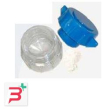 frantumapillole in abs a 2 scomparti base trasparente coperchio blu dimensioni 5,4x3,3x4,7 cm