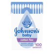 johnson's baby cotton fioc 100 pezzi, cotton fioc neonato e adulto morbidi e delicati, bastoncini in