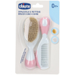 chicco® spazzola e pettine nylon 0+ rosa 1 pz set