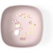 chicco piatto pappa per bebè e bambini in silicone 6+ mesi, 0% bpa, rosa