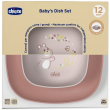 chicco set piatti ciotola + piatto piano 12m+ rosa