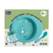 chicco set prima pappa - piatto + tazza + cucchiaio 6m+ colore azzurro