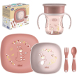 chicco set pappa svezzamento 12m+ - kit con tazza, ciotola e piatto piano antiscivolo, forchetta e c