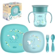 chicco set pappa svezzamento 12m+ completo kit con tazza ciotola e piatto piano antiscivolo colore b
