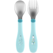 chicco set posate in acciaio 18m+ azzurro