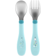chicco set posate in acciaio 18m+ azzurro
