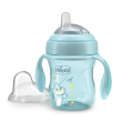 chicco transition cup tazza con beccuccio morbido e manici removibili 4m+ azzurro 200ml