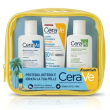 cerave pochette solare spf50+ kit protezione solare + detergente + lozione idratante, 75 ml + 88 ml