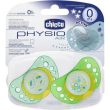 chicco physio air - succhietto lumi silicone 0 mesi+ 2 succhietti colori assortiti