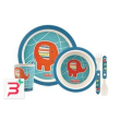 nuby set bamboo composto da piatto piano scodella bicchiere forchetta e cucchiao fantasie assortite