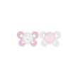 chicco succhietto physio comfort girl, silicone, 6-12 mesi, 2 pezzi, ortodontico, sviluppo orale, co