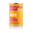 natural code dog 401 pollo salmone e carote 400gr 1601 pate' minsan 9...