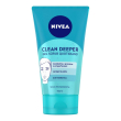 nivea clean deeper gel scrub viso quotidiano 150 ml, esfoliante viso per la cura della pelle grassa