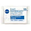 nivea salviettine struccanti 3in1 rinfrescanti 25 pezzi, salviette struccanti pelli normali e miste