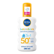 nivea sun spray solare kids sensitive protect fp50+ 200 ml, crema sola