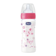 chicco biberon benessere con tettarella in silicone girl 250 ml + 2m