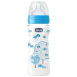chicco biberon benessere con tettarella in silicone boy 330 ml + 4m