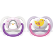 avent ultra air animals 0-6 m+ - 2 succhietti in silicone - pinguino/uccello