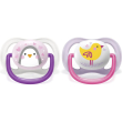 avent ultra air animals 0 6 m+ 2 succhietti in silicone pinguino/uccello