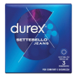 durex settebello jeans, 3 preservativi, alta sensibilità, lubrificati con silicone, vestibilità re