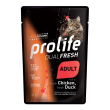 prolife gatto dualfresh adult pollo anatra 85gr (bustina)