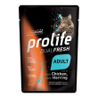 prolife gatto dualfresh adult pollo aringa 85gr (bustina)