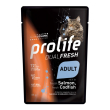 prolife gatto dualfresh adult salmone merluzzo riso 85gr (bustina)