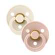 bibs - ciuccio colour rotondo lattice avorio/rosa cipria 0-6 m taglia 1 confezione 2 pezzi