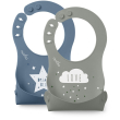 nuvita squashy bavaglino arrotolabile silicone 2 pezzi powder blu e sage green