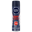 nivea men dry impact deodorante spray 150 ml, uomo per 72h