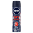 nivea men dry impact deodorante spray 150 ml, deodorante uomo per 72h di protezione antitraspirante