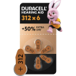 duracell easy tab - 6 batterie per apparecchi acustici - 312 marrone