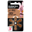 duracell easy tab 312 marrone batteria per apparecchio acustico 6 pezzi