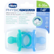 chicco physioforma soft 6-16m - 2 succhietti gommotti in silicone - verde-blu