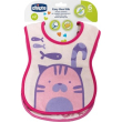 chicco set di 2 bavaglini per la pappa rosa 6m+
