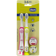chicco spazzolino 3-6 years doppio rosa-giallo
