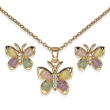 biojoux butterfly parure con collana e orecchini acciaio medicale gold plated