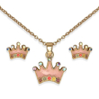 bjs004 parure orecchini+collanina crown gold plated
