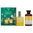 apivita cofanetto regalo golden glow - olio secco nutriente corpo e capelli 100 ml + gel doccia al m
