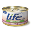 lifepetcare life gatto natural filetti di pollo prosciutto di pollo 85gr (lattina)